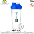 Großhandel BPA FREI Kunststoff Protein Shaker Wasserflasche, 600 ml Kundenspezifische Kunststoffpulver Shaker Flasche (HDP-0301)